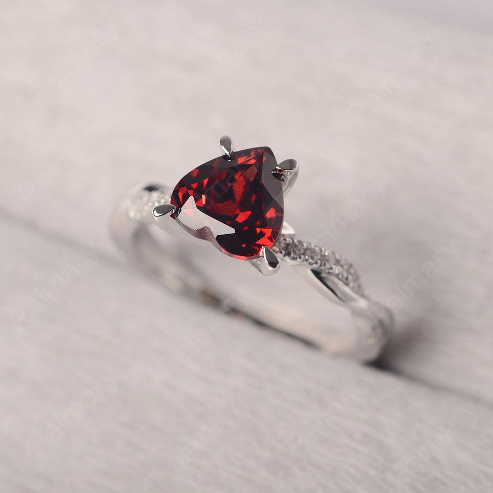 Twist Band Heart Shaped Garnet Ring - Palmary