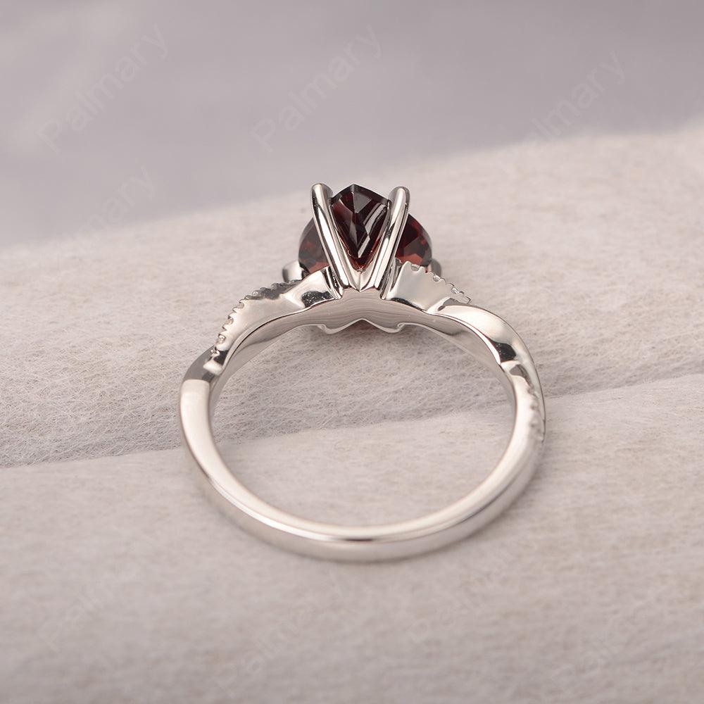 Twist Band Heart Shaped Garnet Ring - Palmary