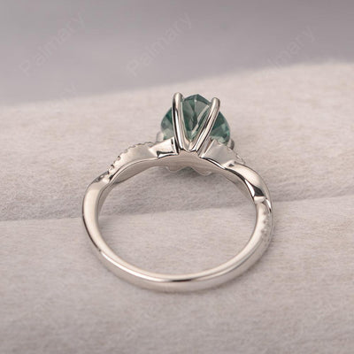Twist Band Heart Shaped Green Sapphire Ring - Palmary