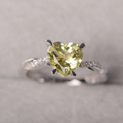 Twist Band Heart Shaped Lemon Quartz Ring - Palmary