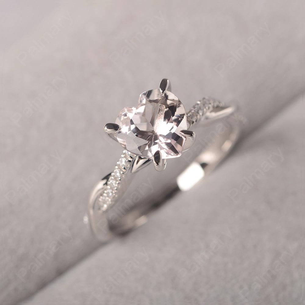 Twist Band Heart Shaped Morganite Ring - Palmary