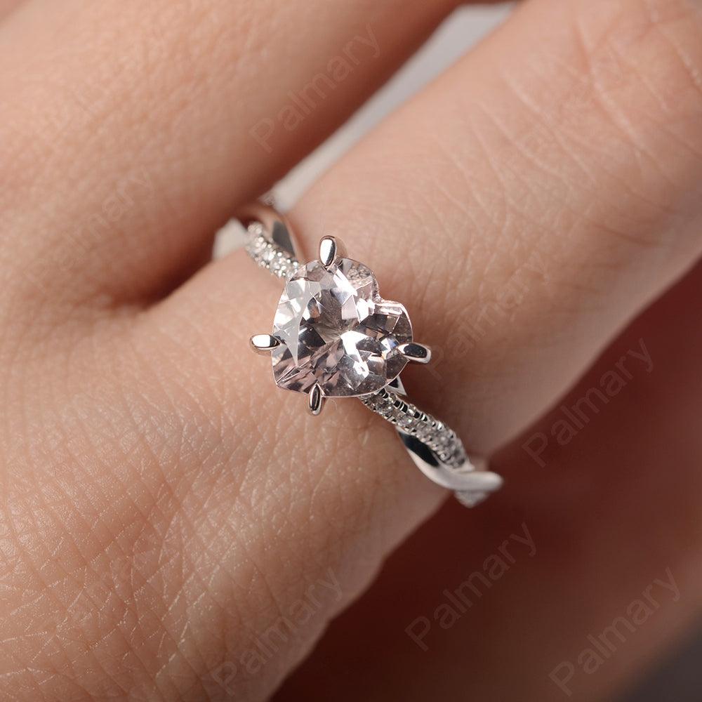 Twist Band Heart Shaped Morganite Ring - Palmary