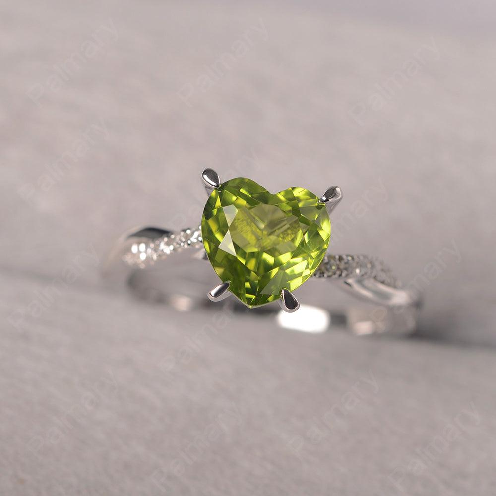 Twist Band Heart Shaped Peridot Ring - Palmary