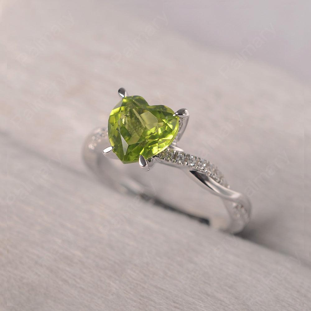 Twist Band Heart Shaped Peridot Ring - Palmary