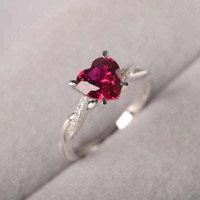 Twist Band Heart Shaped Ruby Ring - Palmary