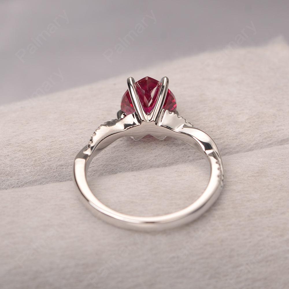 Twist Band Heart Shaped Ruby Ring - Palmary