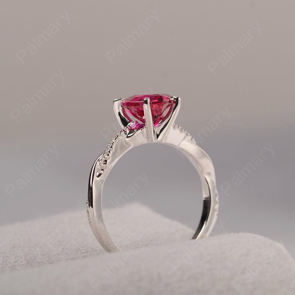 Twist Band Heart Shaped Ruby Ring - Palmary