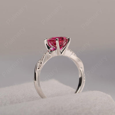 Twist Band Heart Shaped Ruby Ring - Palmary
