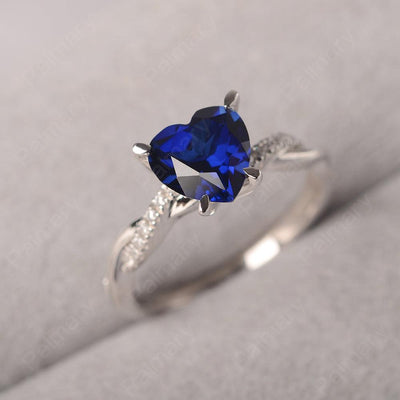 Twist Band Heart Shaped Sapphire Ring - Palmary