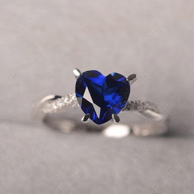 Twist Band Heart Shaped Sapphire Ring - Palmary
