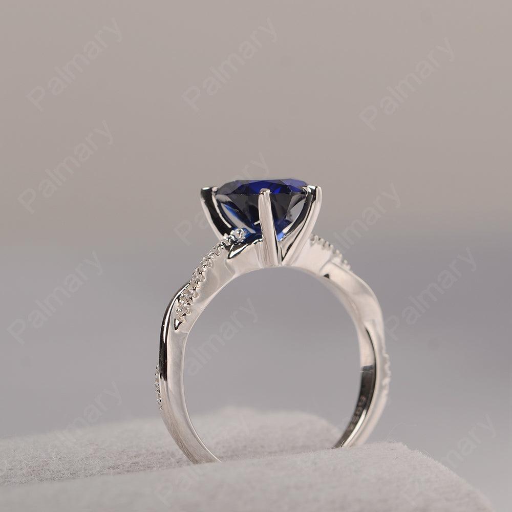 Twist Band Heart Shaped Sapphire Ring - Palmary
