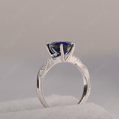 Twist Band Heart Shaped Sapphire Ring - Palmary