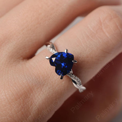 Twist Band Heart Shaped Sapphire Ring - Palmary
