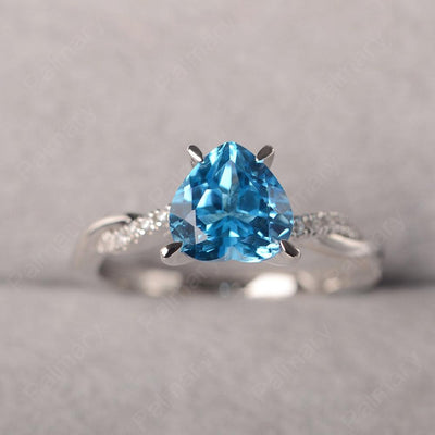 Twist Band Heart Shaped Swiss Blue Topaz Ring - Palmary