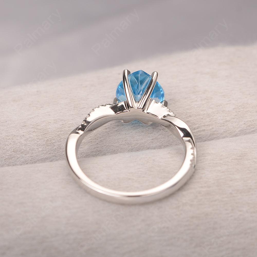 Twist Band Heart Shaped Swiss Blue Topaz Ring - Palmary