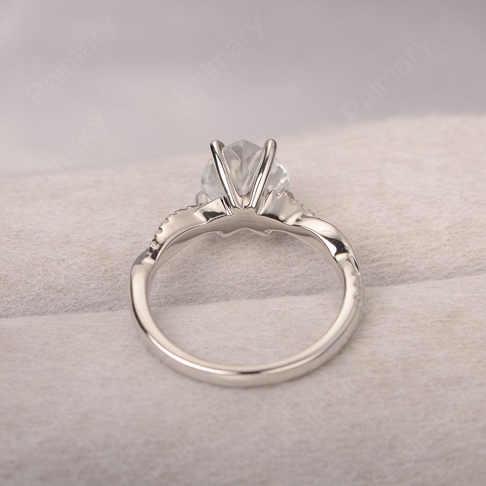 Twist Band Heart Shaped White Topaz Ring - Palmary