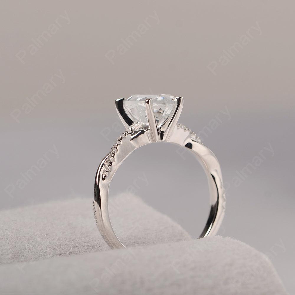 Twist Band Heart Shaped White Topaz Ring - Palmary