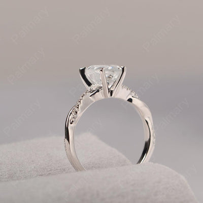 Twist Band Heart Shaped White Topaz Ring - Palmary