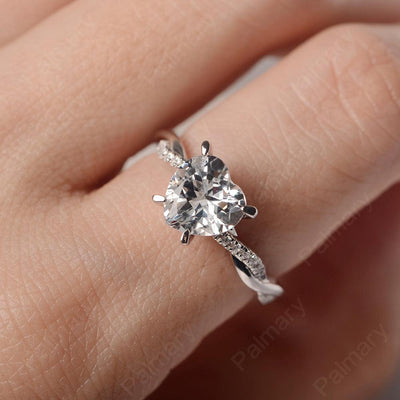 Twist Band Heart Shaped White Topaz Ring - Palmary