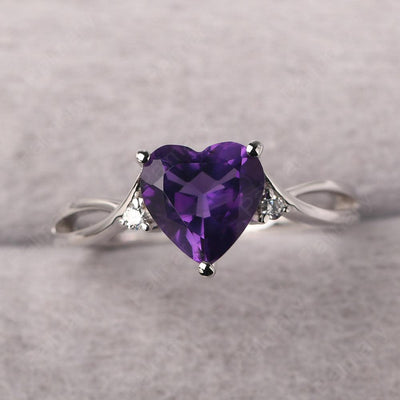 Heart Shaped Amethyst Promise Ring - Palmary