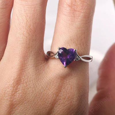 Heart Shaped Amethyst Promise Ring - Palmary