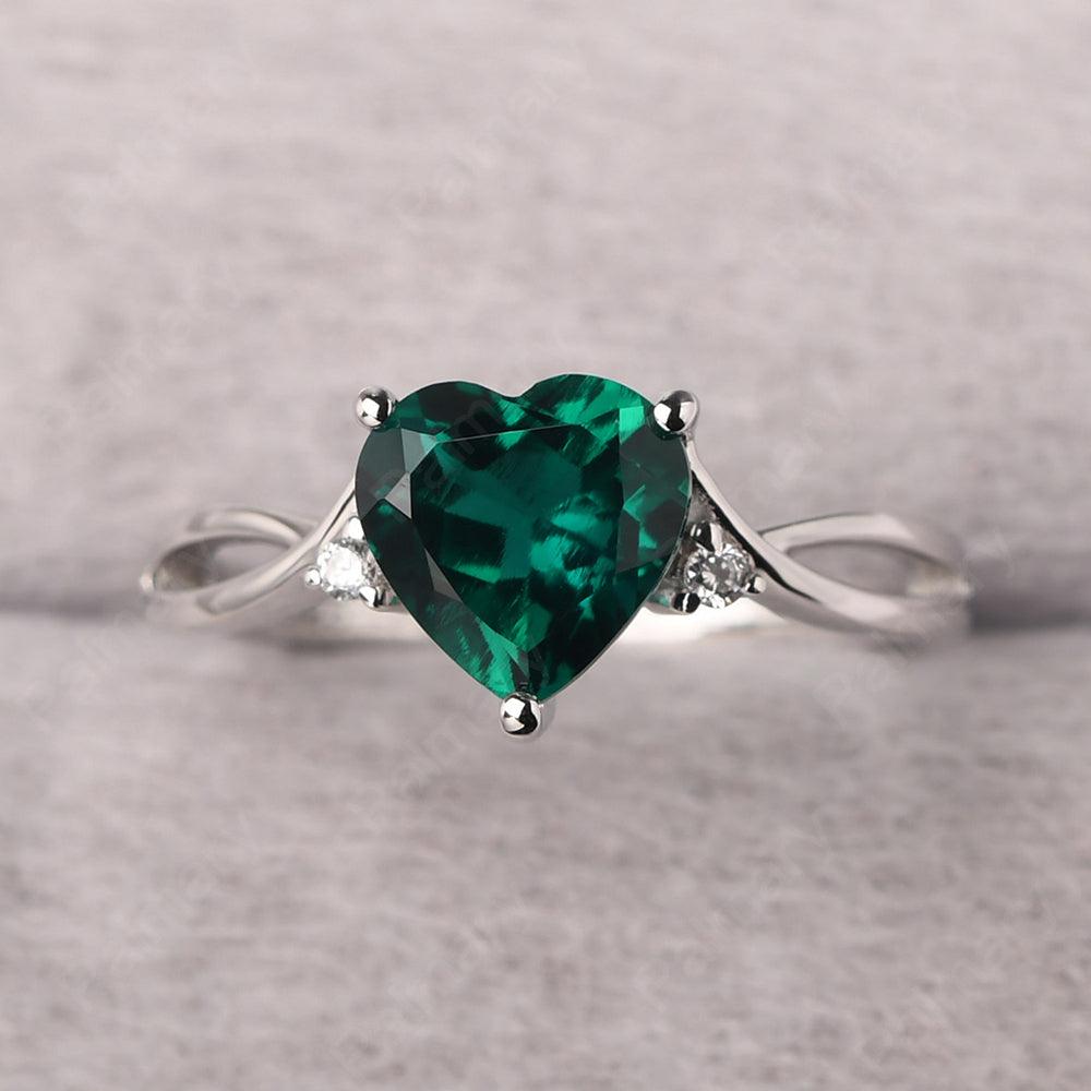 Heart Shaped Emerald Promise Ring - Palmary