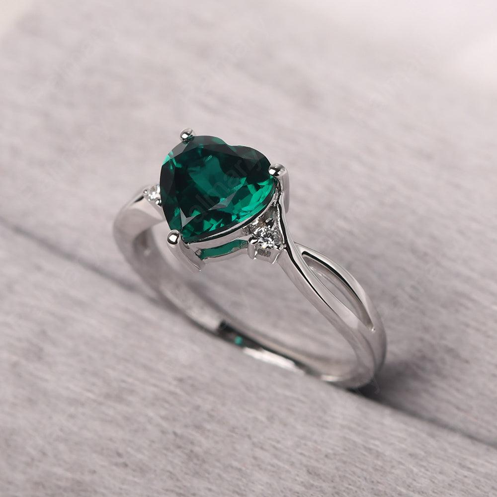 Heart Shaped Emerald Promise Ring - Palmary