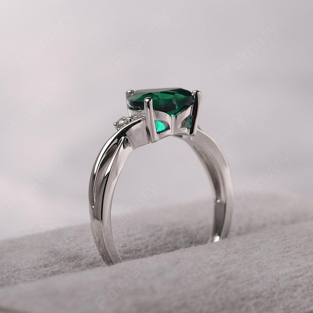 Heart Shaped Emerald Promise Ring - Palmary