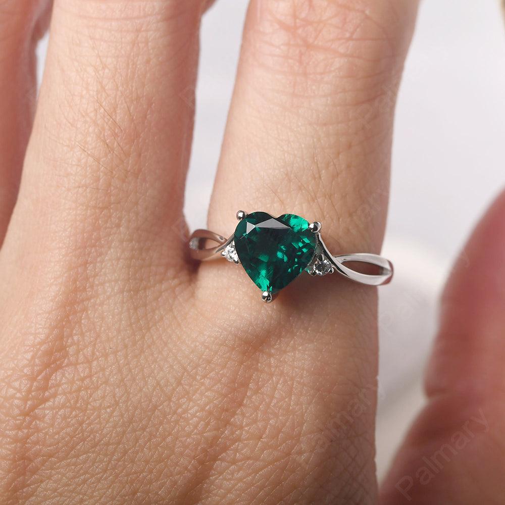 Heart Shaped Emerald Promise Ring - Palmary