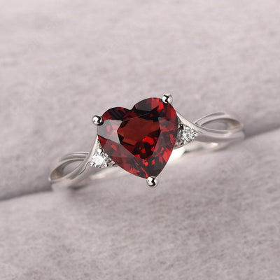 Heart Shaped Garnet Promise Ring - Palmary