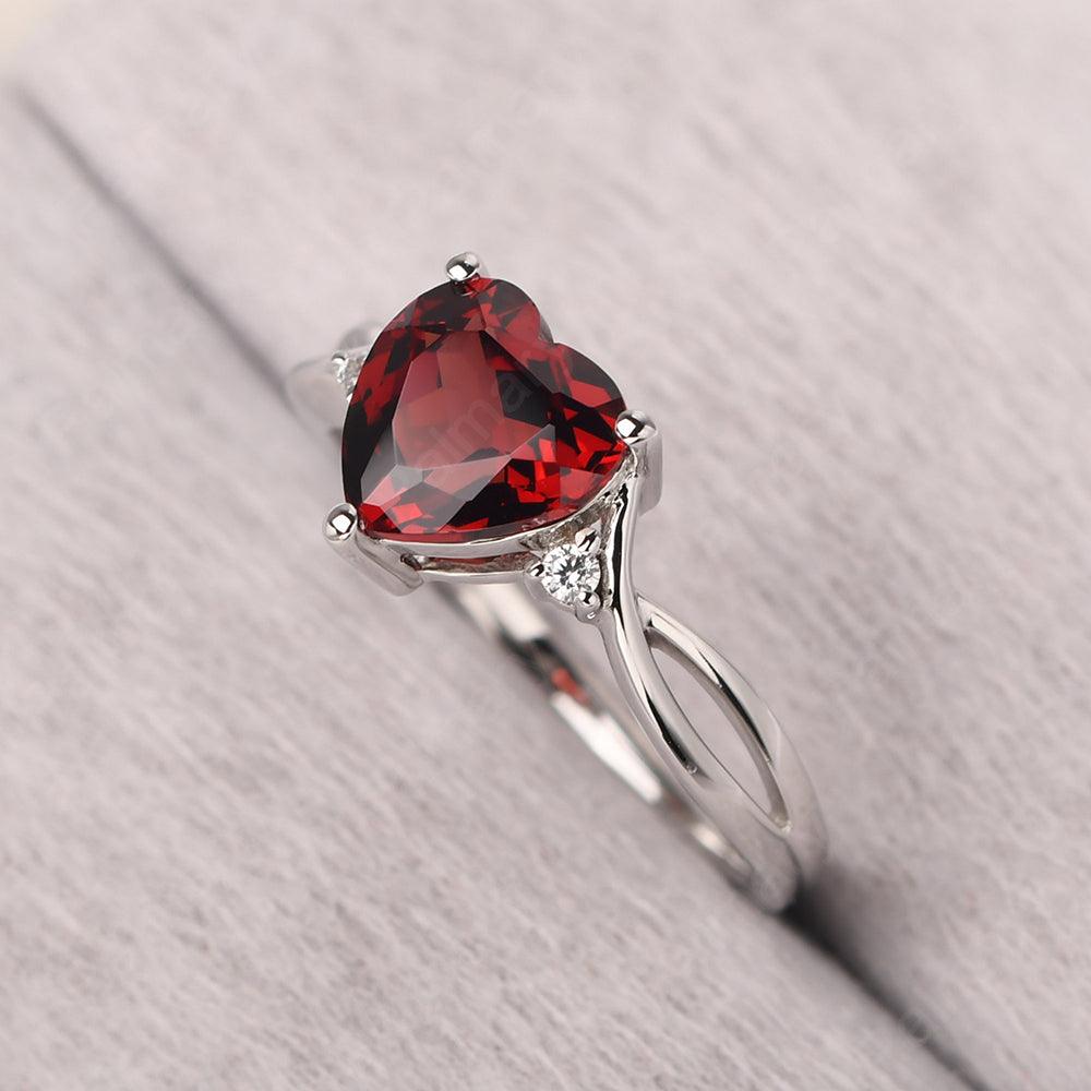 Heart Shaped Garnet Promise Ring - Palmary