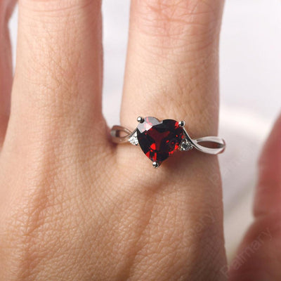 Heart Shaped Garnet Promise Ring - Palmary