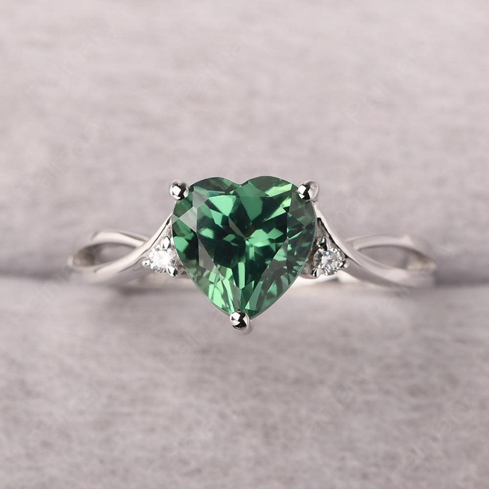 Heart Shaped Green Sapphire Promise Ring - Palmary