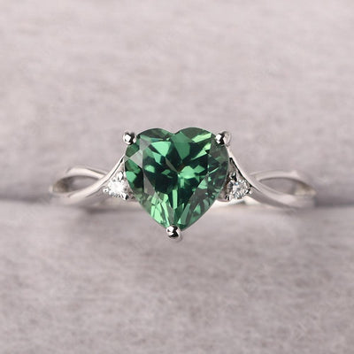 Heart Shaped Green Sapphire Promise Ring - Palmary
