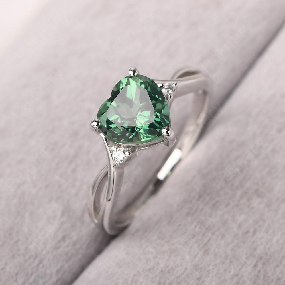 Heart Shaped Green Sapphire Promise Ring - Palmary