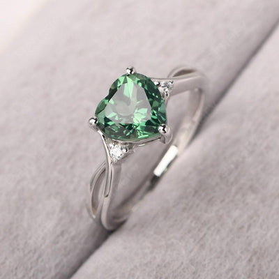 Heart Shaped Green Sapphire Promise Ring - Palmary