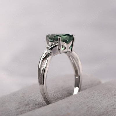 Heart Shaped Green Sapphire Promise Ring - Palmary