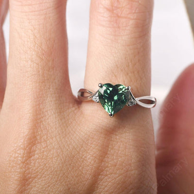 Heart Shaped Green Sapphire Promise Ring - Palmary