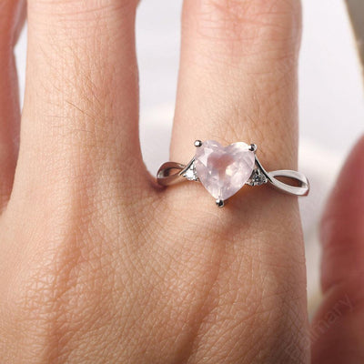 Heart Shaped Rose Quartz Promise Ring - Palmary