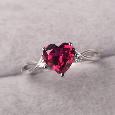 Heart Shaped Ruby Promise Ring - Palmary