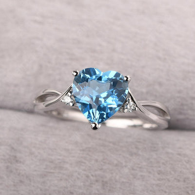 Heart Shaped Swiss Blue Topaz Promise Ring - Palmary