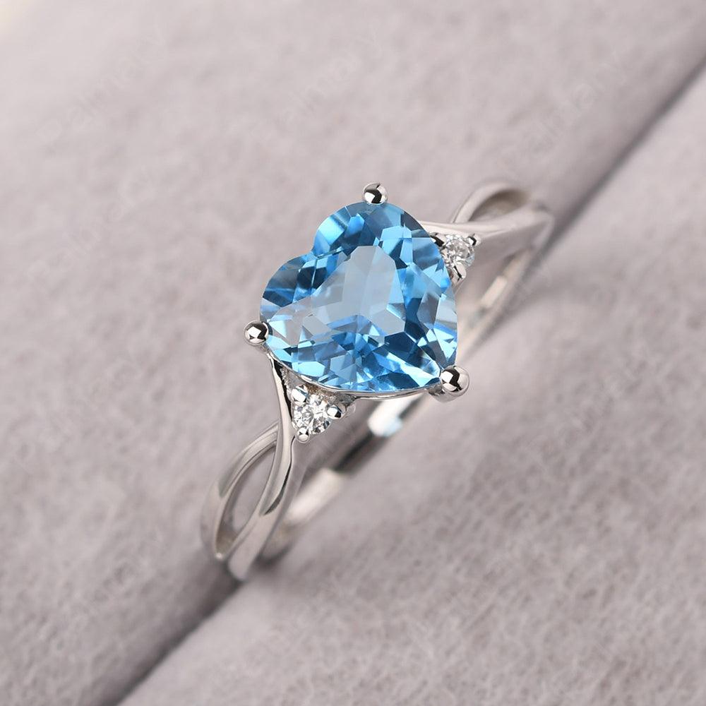 Heart Shaped Swiss Blue Topaz Promise Ring - Palmary