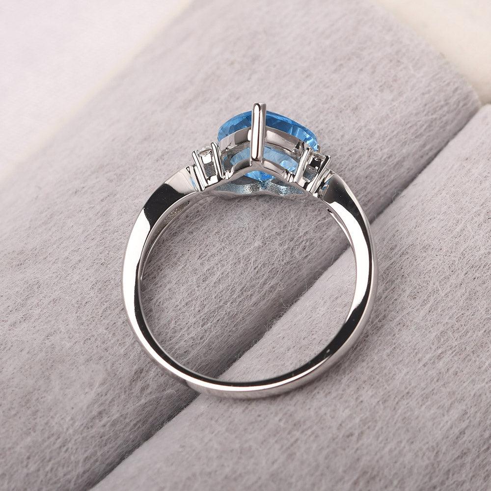 Heart Shaped Swiss Blue Topaz Promise Ring - Palmary