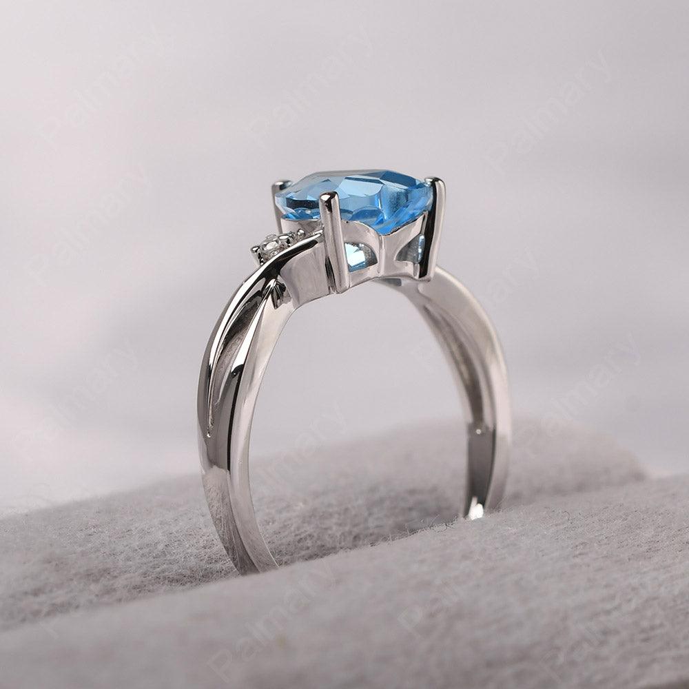 Heart Shaped Swiss Blue Topaz Promise Ring - Palmary