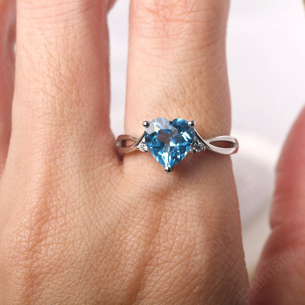 Heart Shaped Swiss Blue Topaz Promise Ring - Palmary