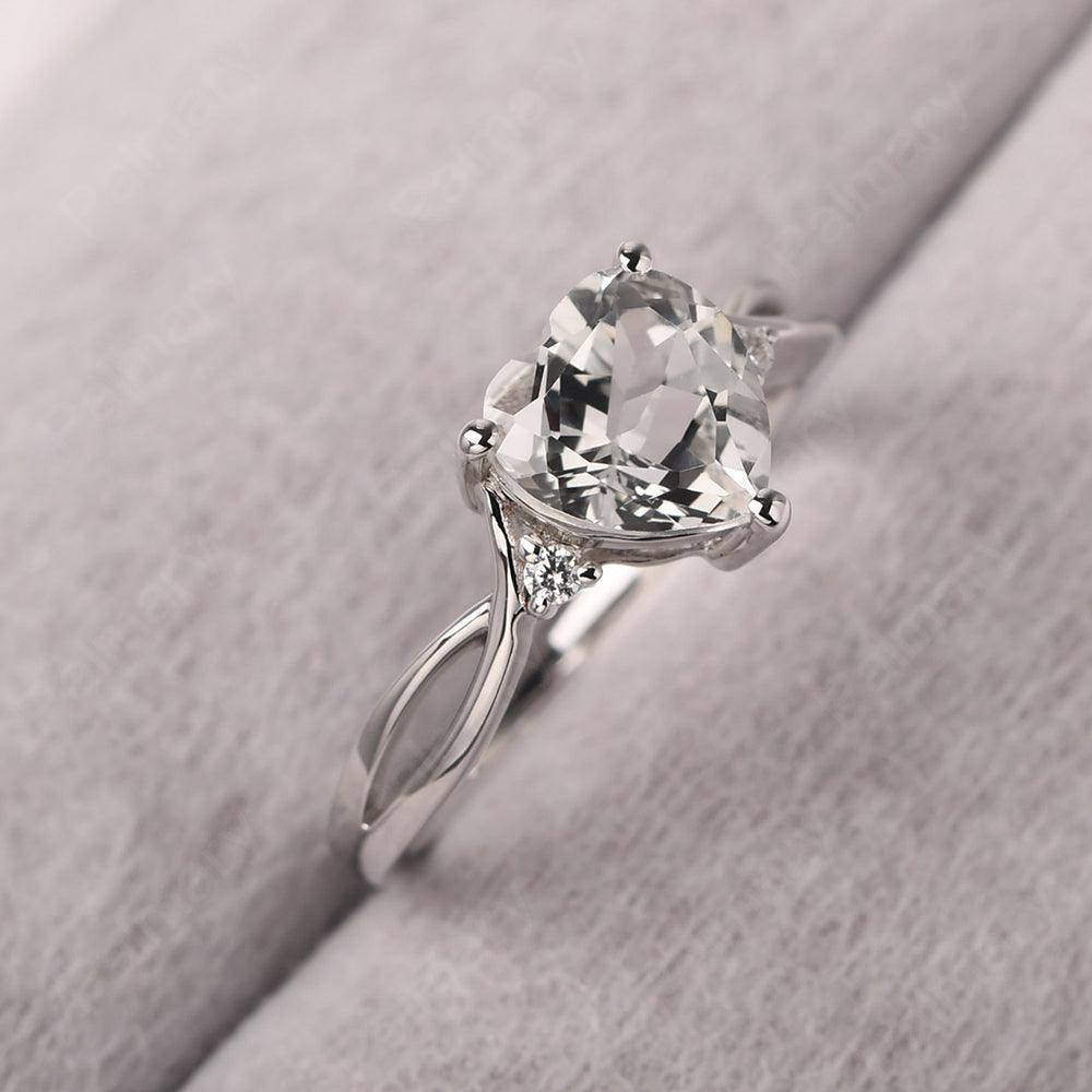 Heart Shaped White Topaz Promise Ring - Palmary
