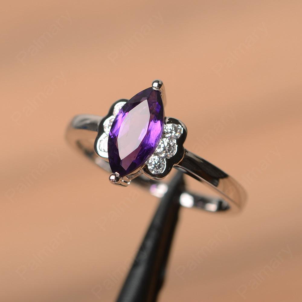 Marquise Cut Amethyst Engagement Rings - Palmary