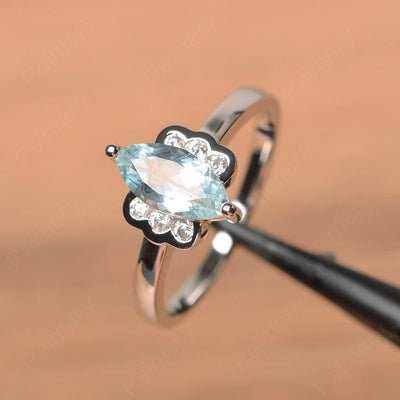 Marquise Cut Aquamarine Engagement Rings - Palmary