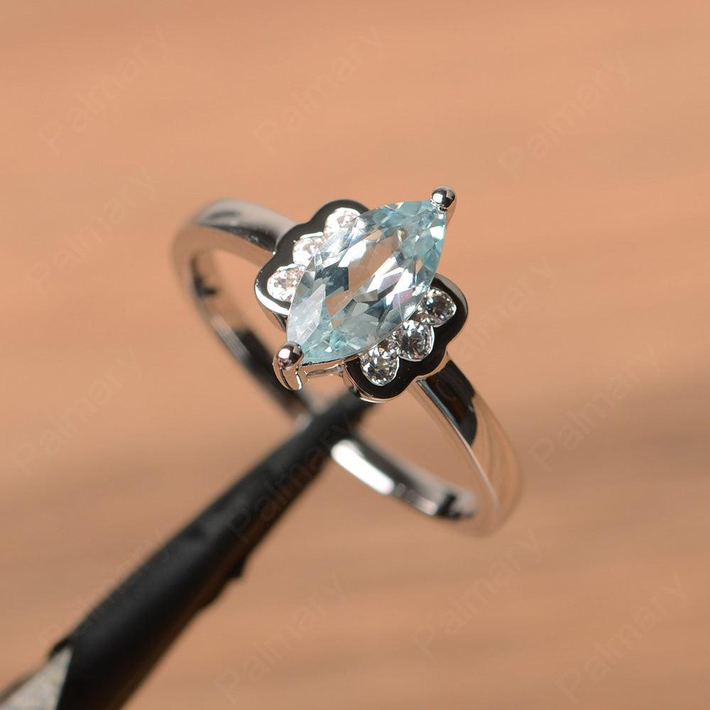 Marquise Cut Aquamarine Engagement Rings - Palmary