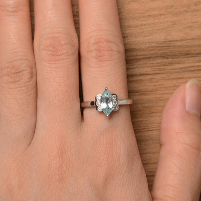 Marquise Cut Aquamarine Engagement Rings - Palmary